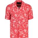 lyle and scott mens botanical garden print short sleeve resort shirt flare red