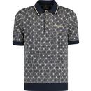 Lyle & Scott Grid Check Retro Knitted Polo Navy