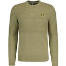lyle and scott mens guernsey mixed texture crew neck jumper seaweed green