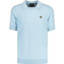lyle and scott mens retro herringbone knitted polo tshirt fresh water blue