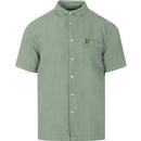lyle and scott mens oxford washed linen short sleeve shirt green glaze