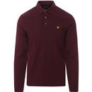 lyle and scott plain coloured brushed collar long sleeve polo top burgundy