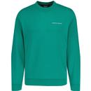 lyle and scott mens loopback embroidered crew neck plain coloured sweatshirt court green