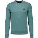 lyle and scott mens cotton merino blend crew neck plain coloured jumper agave green