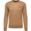lyle and scott mens cotton merino blend crew neck plain coloured jumper nomad beige