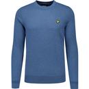 lyle and scott mens cotton merino blend crew neck plain coloured jumper deep water blue