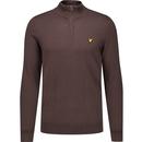 lyle and scott mens merino blend quarter zip plain coloured jumper espresso brown