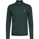 lyle and scott mens merino wool blend quarter zip fitted jumper argyle teal green