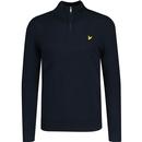 lyle and scott mens merino wool blend quarter zip fitted jumper dark navy