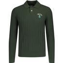 lyle and scott mens retro micro cable knit polo neck rugby jumper dark green