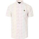 lyle and scott mens vertical multicolour stripes short sleeve shirt white