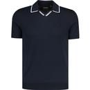 lyle and scott mens contrast tipped open collar knitted polo tshirt navy