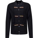 lyle and scott mens ottoman retro striped collared cardigan jet black