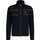 lyle and scott mens contrast piping detail panelled zip track top dark navy