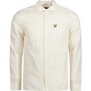 lyle and scott mens pinstripe long sleeve shirt off white