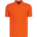 lyle and scott men retro mod plain colour pique polo tshirt tangerine orange