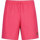 lyle and scott mens classic plain colour drawstring swim shorts electric pink