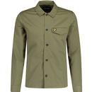 lyle and scott mens retro slim fit chest pocket button front  overshirt olive green