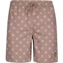 lyle and scott mens shuttle pattern print drawstring swim shorts hutton pink