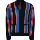 lyle and scott mens vertical stripe button front cardigan flyer red blue
