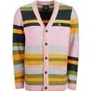 lyle and scott mens textured knit stripe cardigan sensible pink