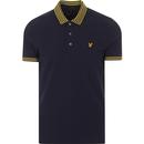 lyle and scott mens contrast striped collar pique polo tshirt navy