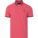 lyle and scott mens striped collar pique polo tshirt pink navy