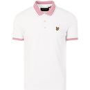 lyle and scott mens contrast striped collar pique polo tshirt white