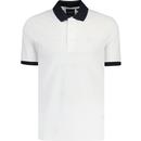 lyle and scott mens superfine retro contrast collar ringer polo tshirt white navy