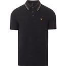 lyle and scott mens textured knit tipped polo tshirt dark navy marl