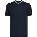 lyle and scott mens tipped mock zip neck short sleeve polo jumper navy