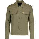 lyle and scott mens retro crest weave twill button front overshirt seaweed green