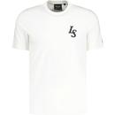 lyle and scott mens retro flocked varsity club emblem tshirt chalk white