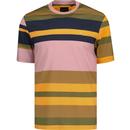 lyle and scott mens washed stripe crew neck tshirt sensible pink
