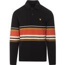 lyle and scott mens contrast stripe panel polo neck sweatshirt black