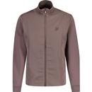 lyle and scott mens retro funnel neck tonal logo badge zip hybrid jacket plum truffle brown