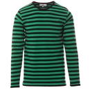 Madcap England Retrorocket 60s Mod Long Sleeve Stripe Tee in Green/Black