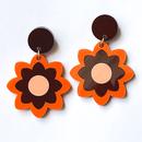 Madcap England x Ada Binks Retro 1970s Cut-Out Flower Drop Earrings in Brown/Orange