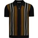 madcap england mens capitol vertical stripes zip through polo tshirt black