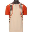 madcap england mens slipstream hex stripe half zip cycling short sleeve top eggnogg orange