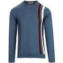 Madcap England Action Retro 1960s Mod Racing Jumper in Orion Blue