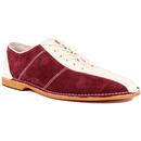 Madcap England All Up Men's Mod Northern Soul Bowling Shoes in Wine/White/Navy