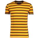 Beatwave Retro Stripe T-shirt in Orange/Yellow/Brown by Madcap England MC1121