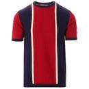 Madcap England Belmont 60s Mod Stripe Panel Knitted Tee in Laquer