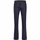 Madcap England Mod Slim Leg Boating Stripe Trousers in Purple Mix MC1015
