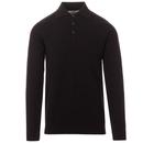 Madcap England Brando 60s Mod Knitted Polo Shirt in Black