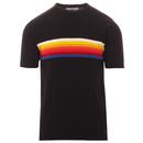 Madcap England Britpop Retro Mod Rainbow Stripe Knitted T-shirt in Black
