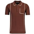 Madcap England Cagney Mod Knitted Piping Trim Polo Shirt in Potting Soil MC1089