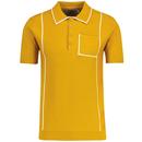 Madcap England Cagney Mod Knitted Pocket Piping Polo Shirt in Chai Tea 