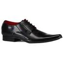 Madcap England Callahan Men's 1960s Mod Patent Pinstripe Winklepicker Shoes in Black